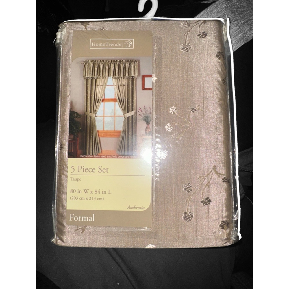 HomeTrends Taupe 5 Piece Curtain Set 80in W x 84in L